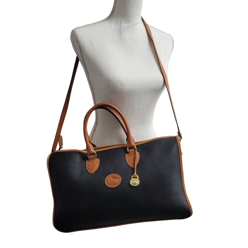 Vintage Dooney & Bourke all weather leather black satchel bag crossbody purse